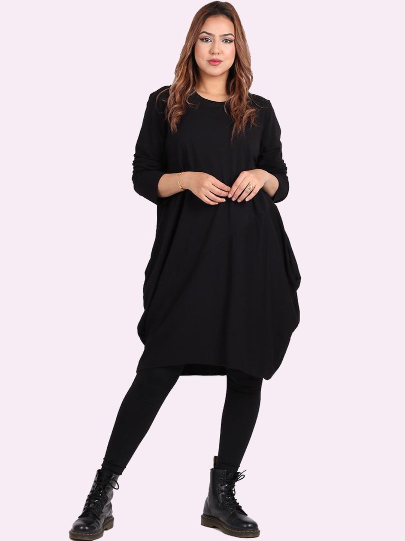 Sasha Cotton Long Sleeved Dress Black image 1